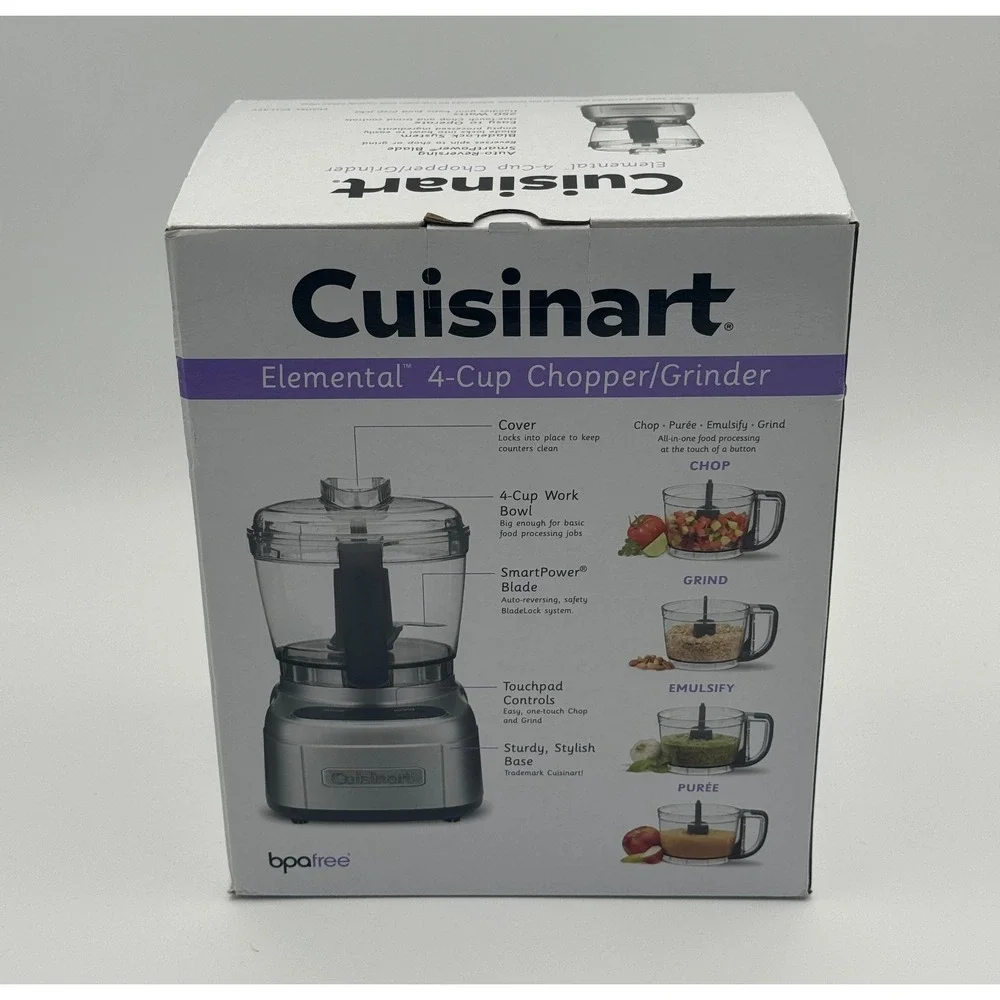 Cuisinart ECH-4 Elemental 4 Cup Chopper Grinder Black Stainless NIB